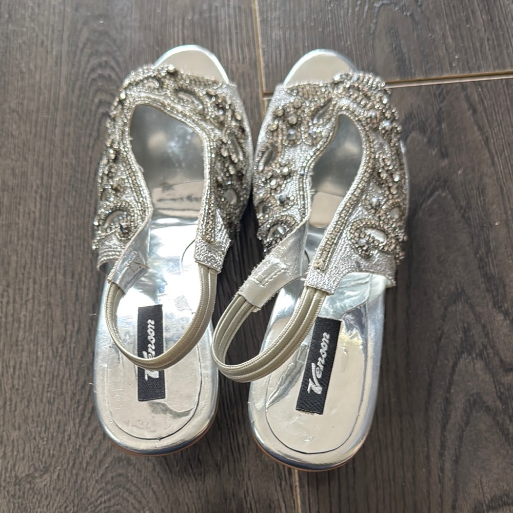 Silver Embellished Women's Shoes
